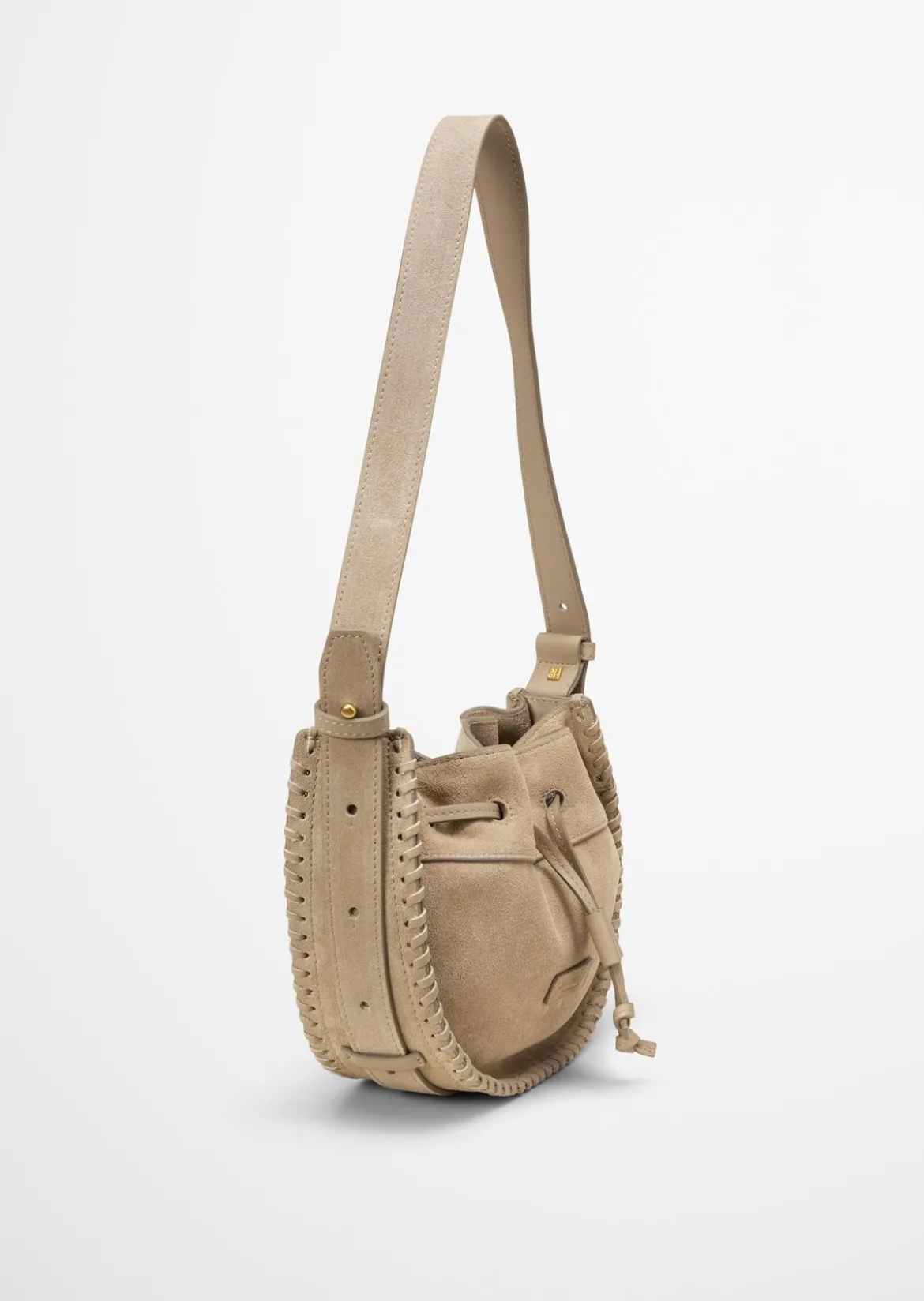 Schultertasche small aus weichem Veloursleder
