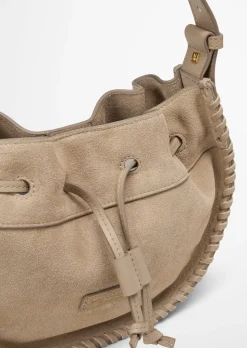 Schultertasche small aus weichem Veloursleder
