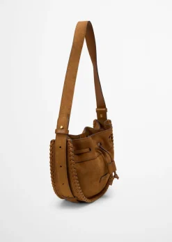 Schultertasche small aus weichem Veloursleder