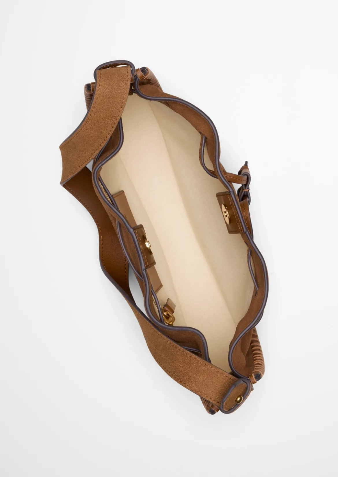 Schultertasche small aus weichem Veloursleder