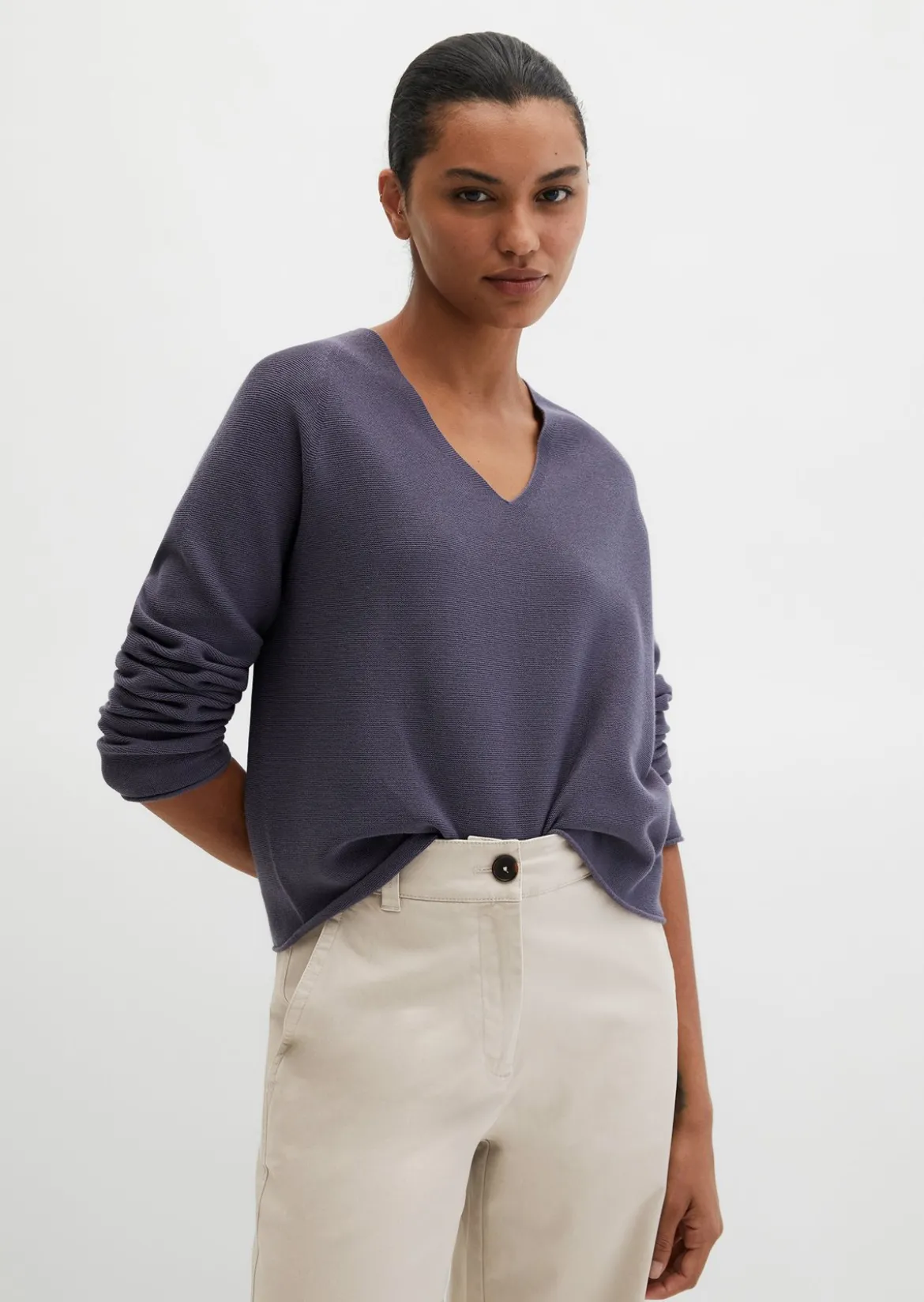 Seamless-Pullover loose aus reiner Bio-Baumwolle