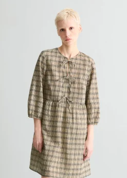 Seersucker-Kleid relaxed aus Baumwolle-Mix