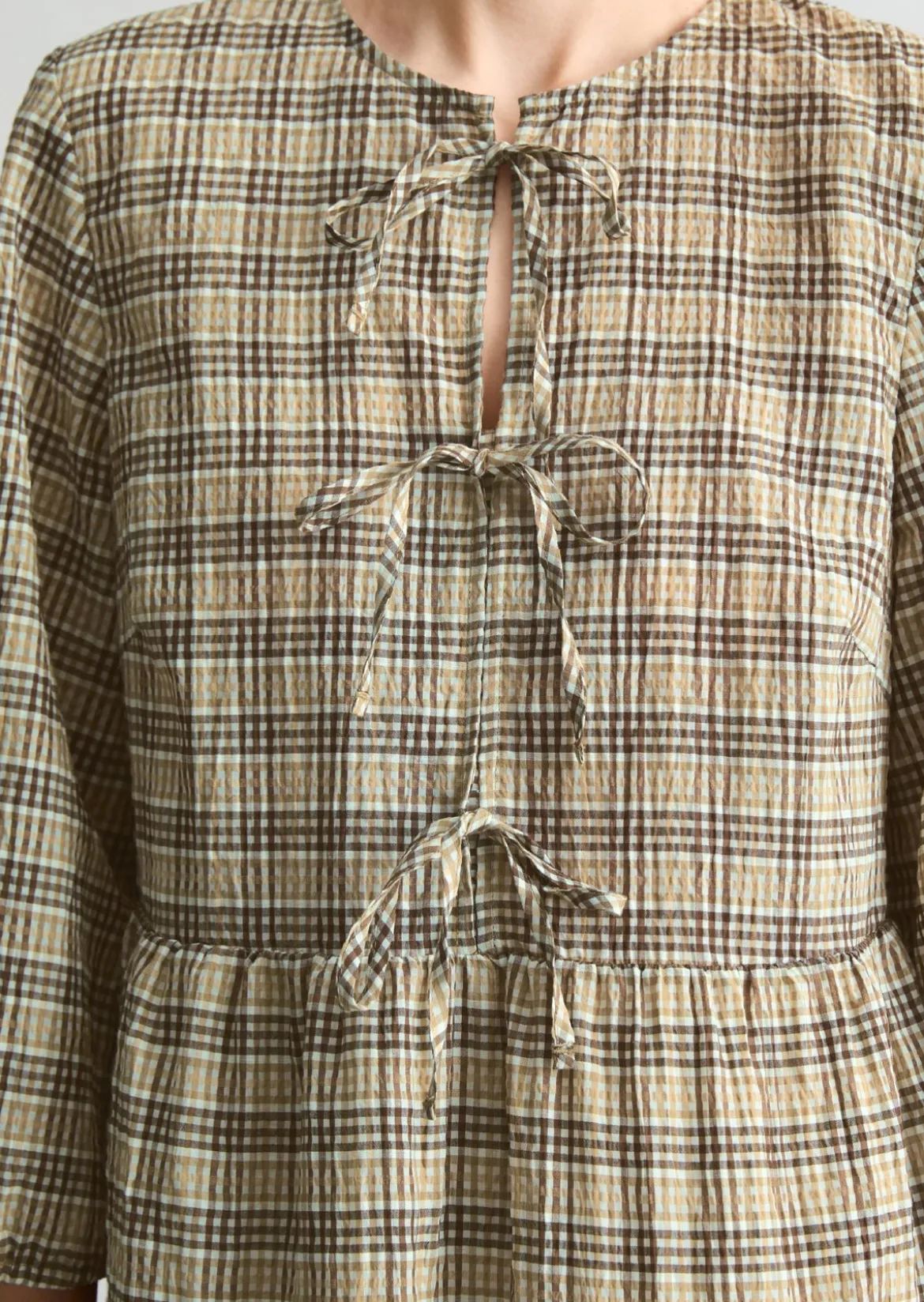Seersucker-Kleid relaxed aus Baumwolle-Mix