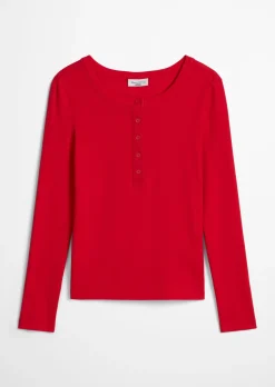 Serafino-Longsleeve regular aus weichem Rippjersey