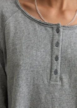 Serafino-Longsleeve relaxed aus weichem Slub Heavy Jersey