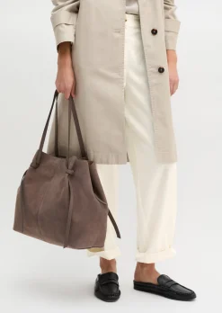 Shopper aus geschmeidigem Velours-Rindleder