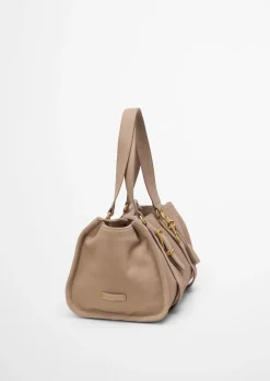 Shopper aus weichem Veloursleder