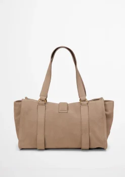 Shopper aus weichem Veloursleder