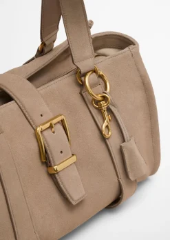 Shopper aus weichem Veloursleder
