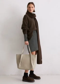 Shopper medium aus genarbtem Rindleder