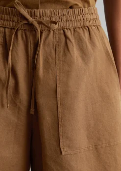 Shorts regular aus Leinen-Baumwolle-Mix