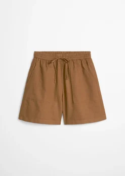 Shorts regular aus Leinen-Baumwolle-Mix