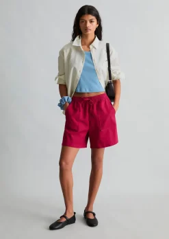 Shorts regular aus Leinen-Baumwolle-Mix