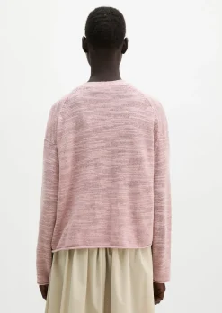 Slub-Cardigan loose aus Leinen-Baumwolle-Mix