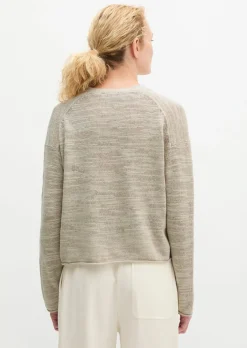 Slub-Cardigan loose aus Leinen-Baumwolle-Mix