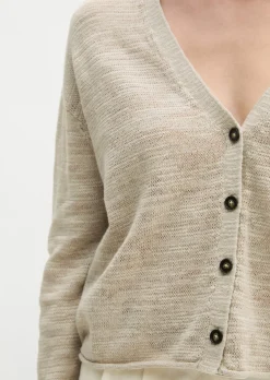 Slub-Cardigan loose aus Leinen-Baumwolle-Mix