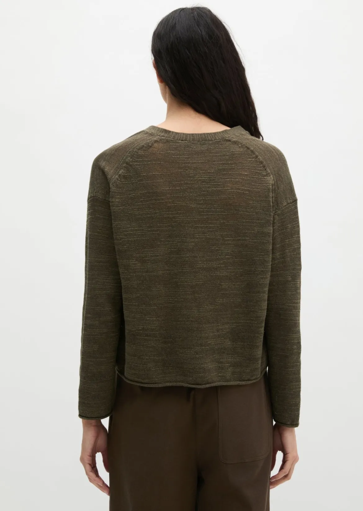 Slub-Cardigan loose aus Leinen-Baumwolle-Mix