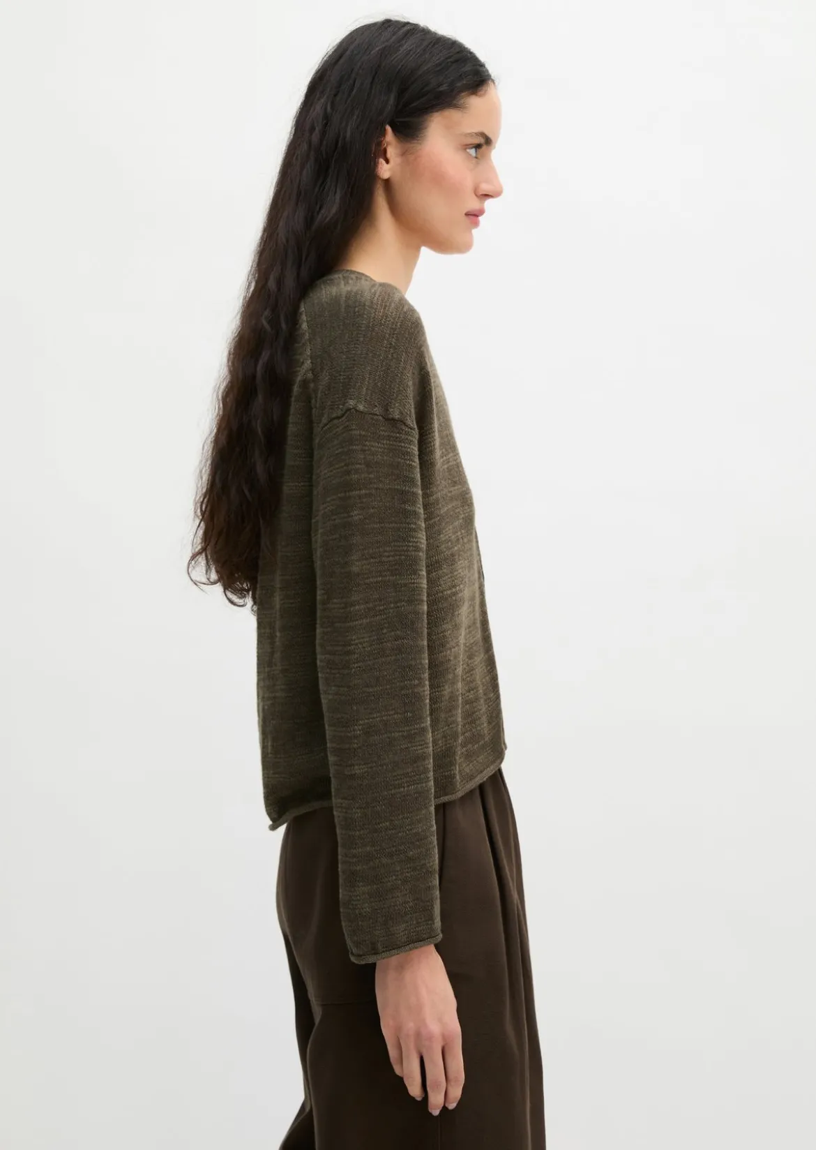 Slub-Cardigan loose aus Leinen-Baumwolle-Mix