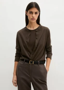 Slub-Cardigan regular aus Organic Cotton-Leinen-Mix