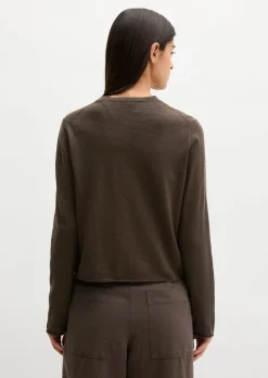 Slub-Cardigan regular aus Organic Cotton-Leinen-Mix