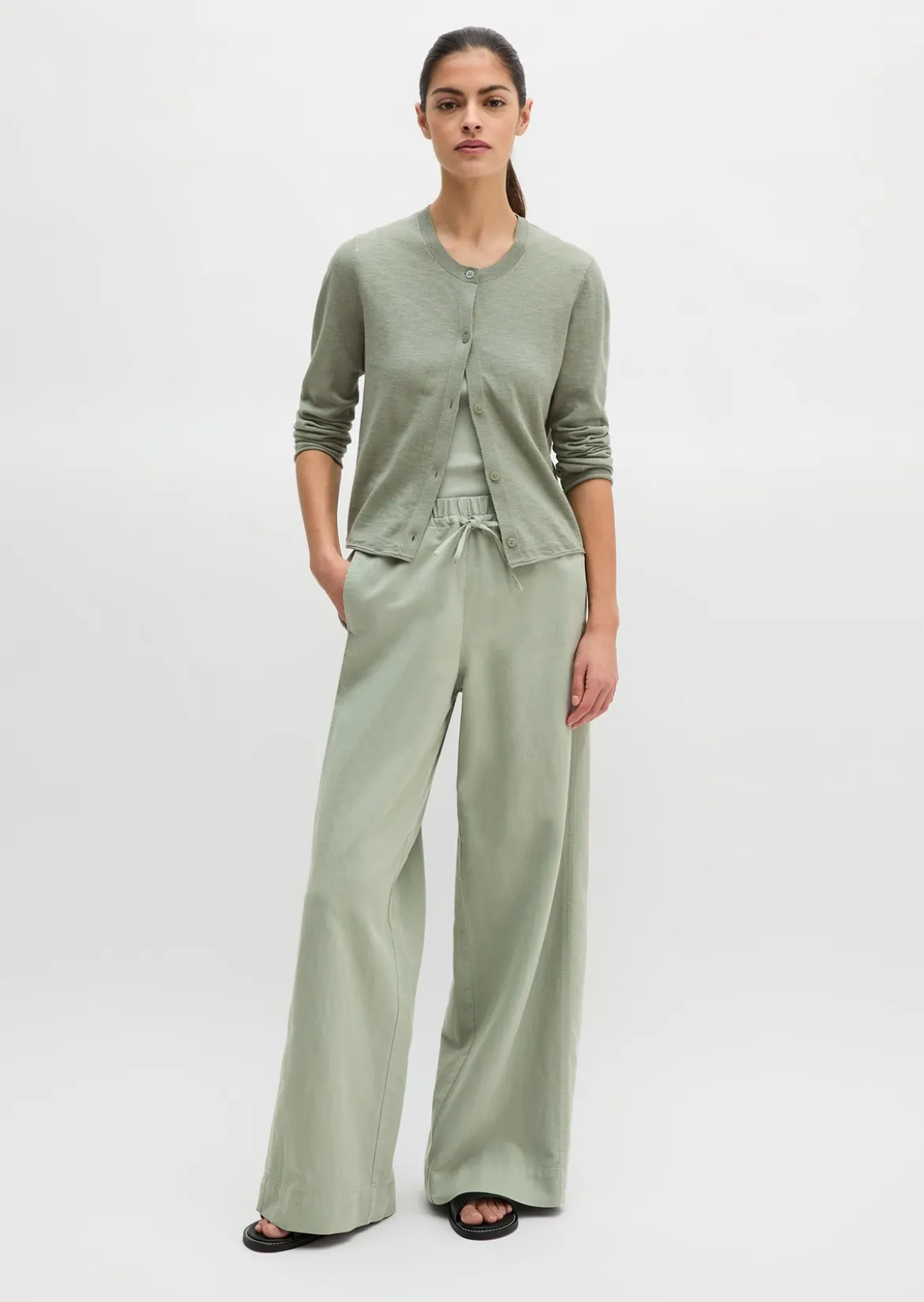Slub-Cardigan regular aus Organic Cotton-Leinen-Mix