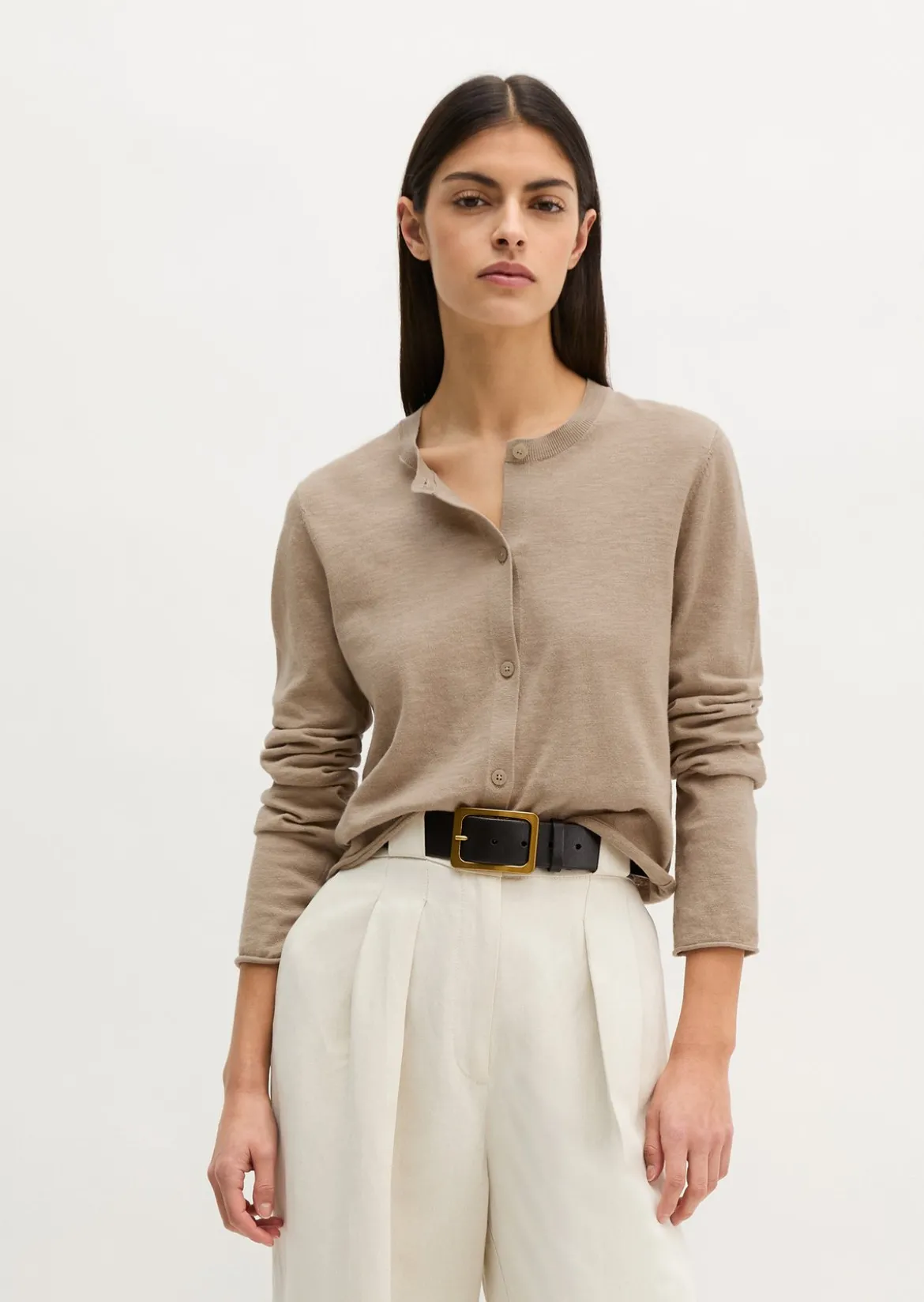 Slub-Cardigan regular aus Organic Cotton-Leinen-Mix