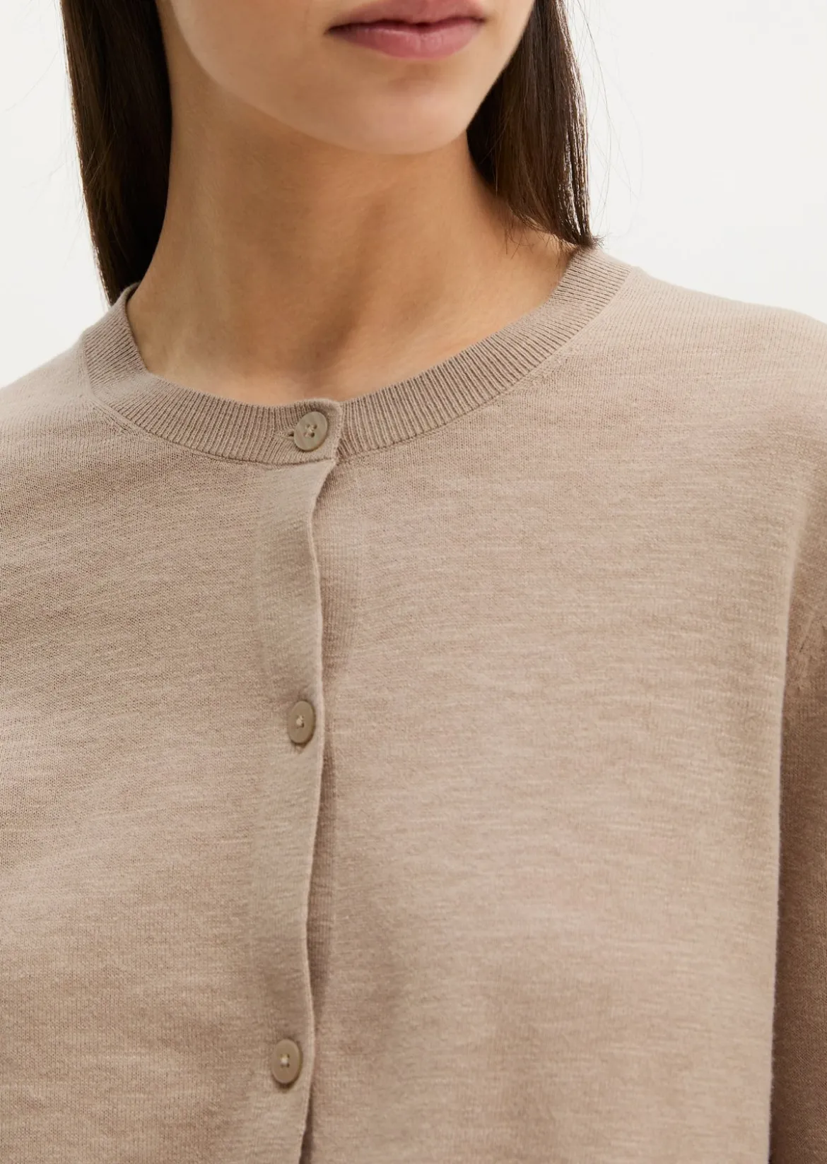 Slub-Cardigan regular aus Organic Cotton-Leinen-Mix