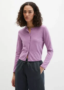 Slub-Cardigan regular aus Organic Cotton-Leinen-Mix