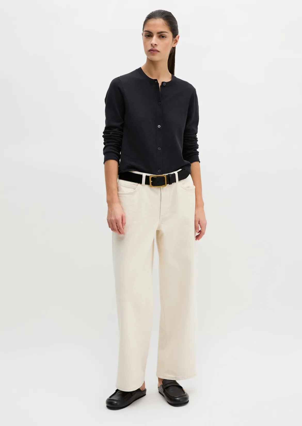 Slub-Cardigan regular aus Organic Cotton-Leinen-Mix