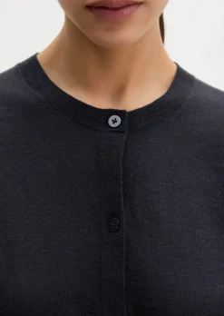 Slub-Cardigan regular aus Organic Cotton-Leinen-Mix