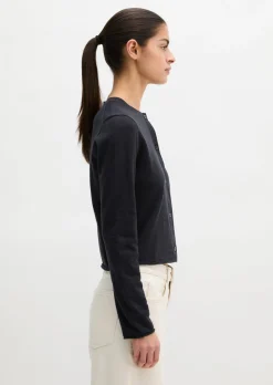 Slub-Cardigan regular aus Organic Cotton-Leinen-Mix