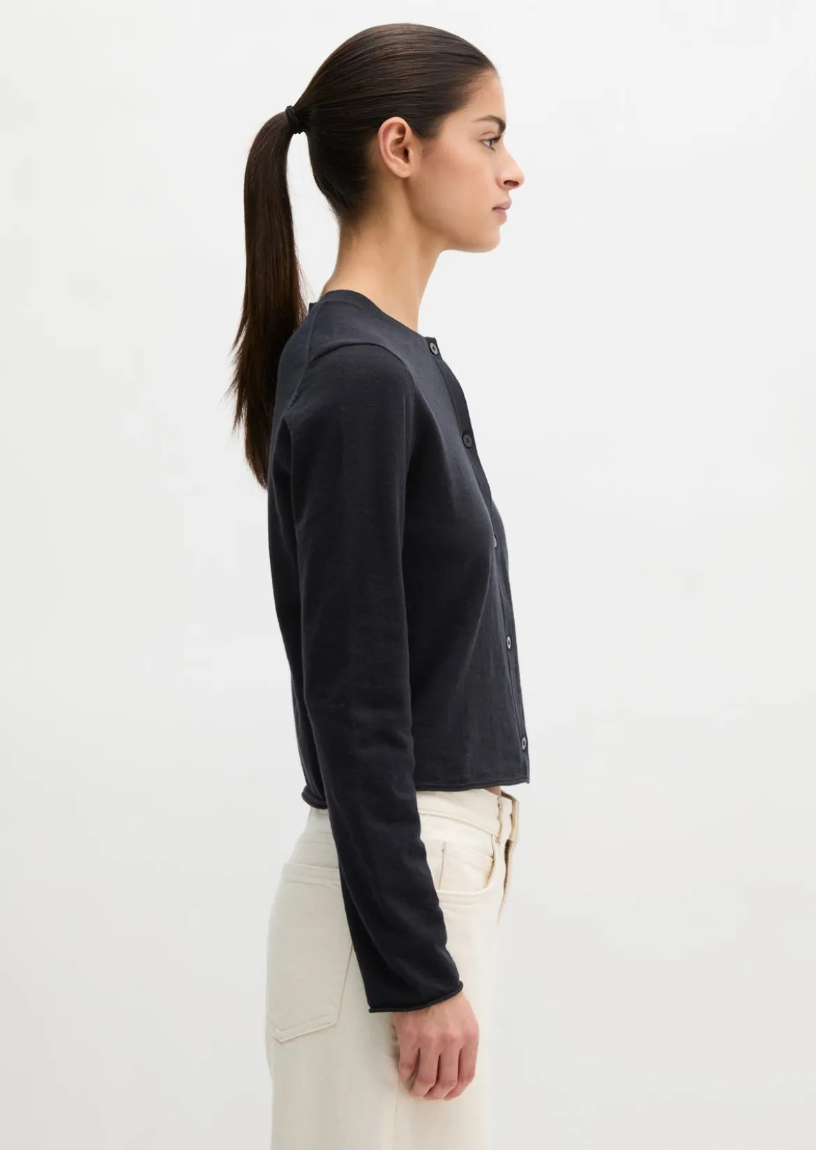Slub-Cardigan regular aus Organic Cotton-Leinen-Mix