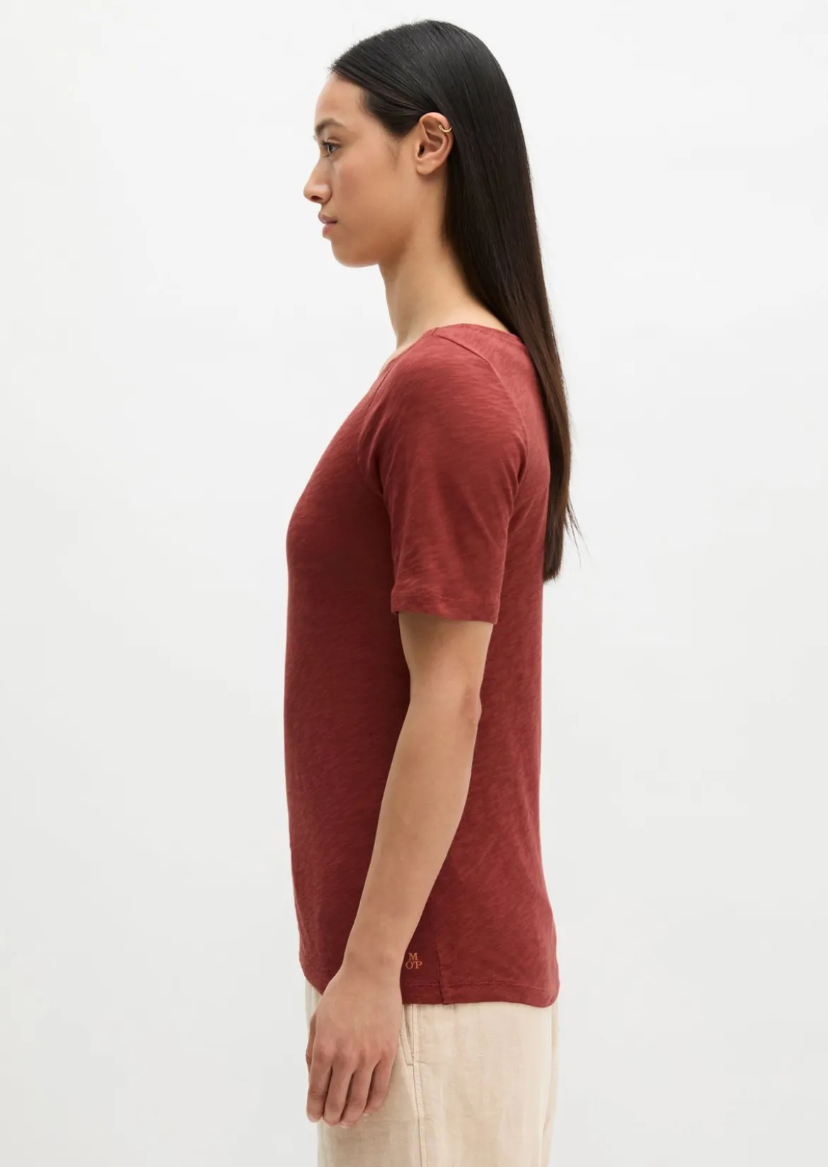 Slub-Jersey-T-Shirt regular mit U-Boot-Ausschnitt