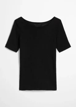 Slub-Jersey-T-Shirt regular mit U-Boot-Ausschnitt