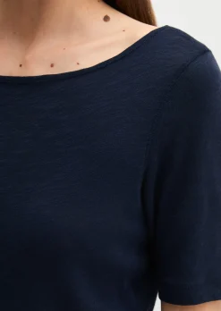 Slub-Jersey-T-Shirt regular mit U-Boot-Ausschnitt
