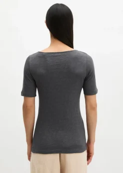 Slub-Jersey-T-Shirt regular mit U-Boot-Ausschnitt