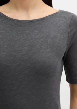 Slub-Jersey-T-Shirt regular mit U-Boot-Ausschnitt