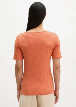Slub-Jersey-T-Shirt regular mit U-Boot-Ausschnitt