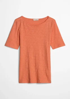Slub-Jersey-T-Shirt regular mit U-Boot-Ausschnitt