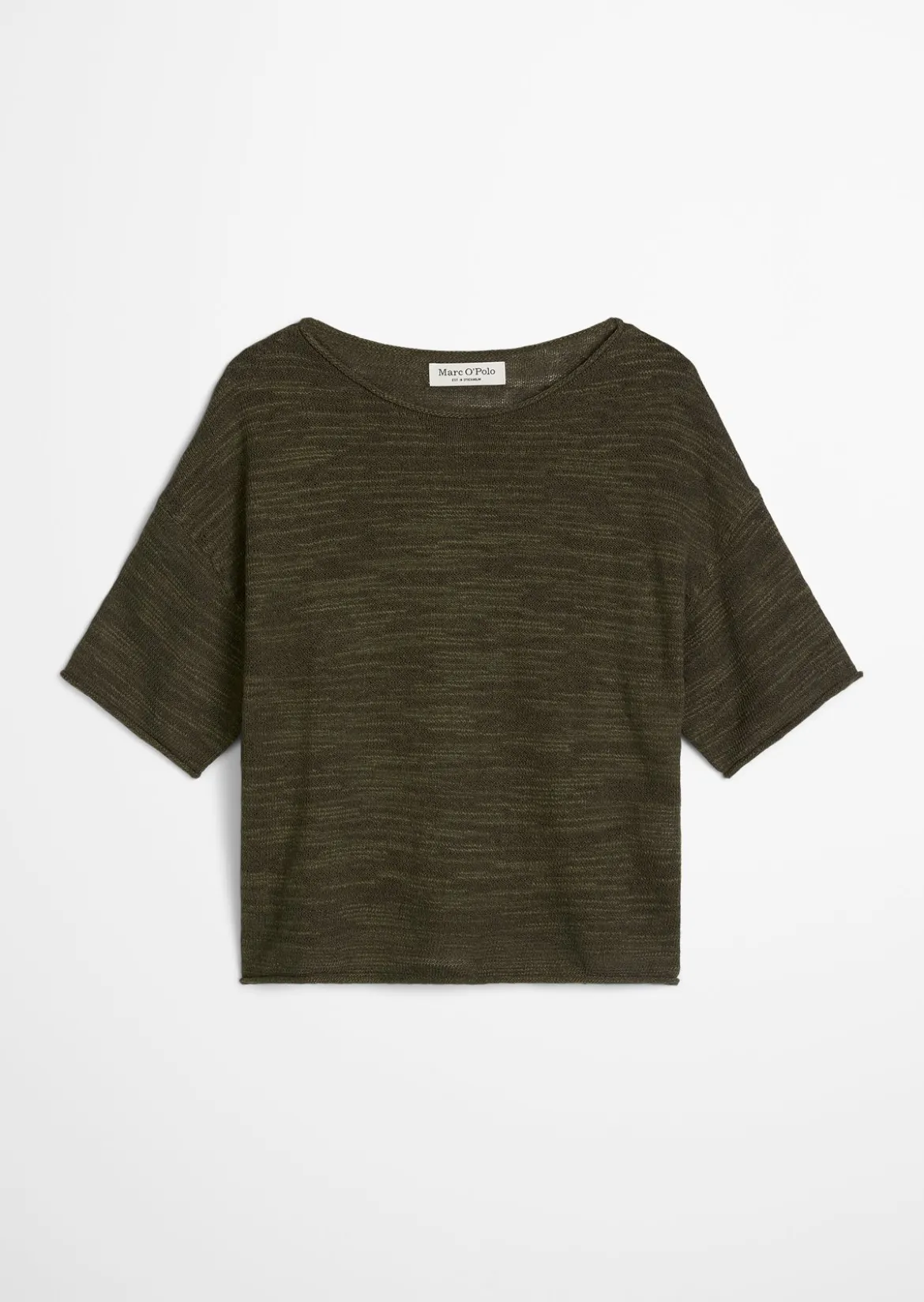 Slub-Kurzarm-Pullover loose aus Leinen-Baumwolle-Mix