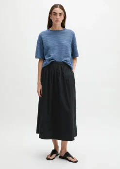 Slub-Kurzarm-Pullover loose aus Leinen-Baumwolle-Mix