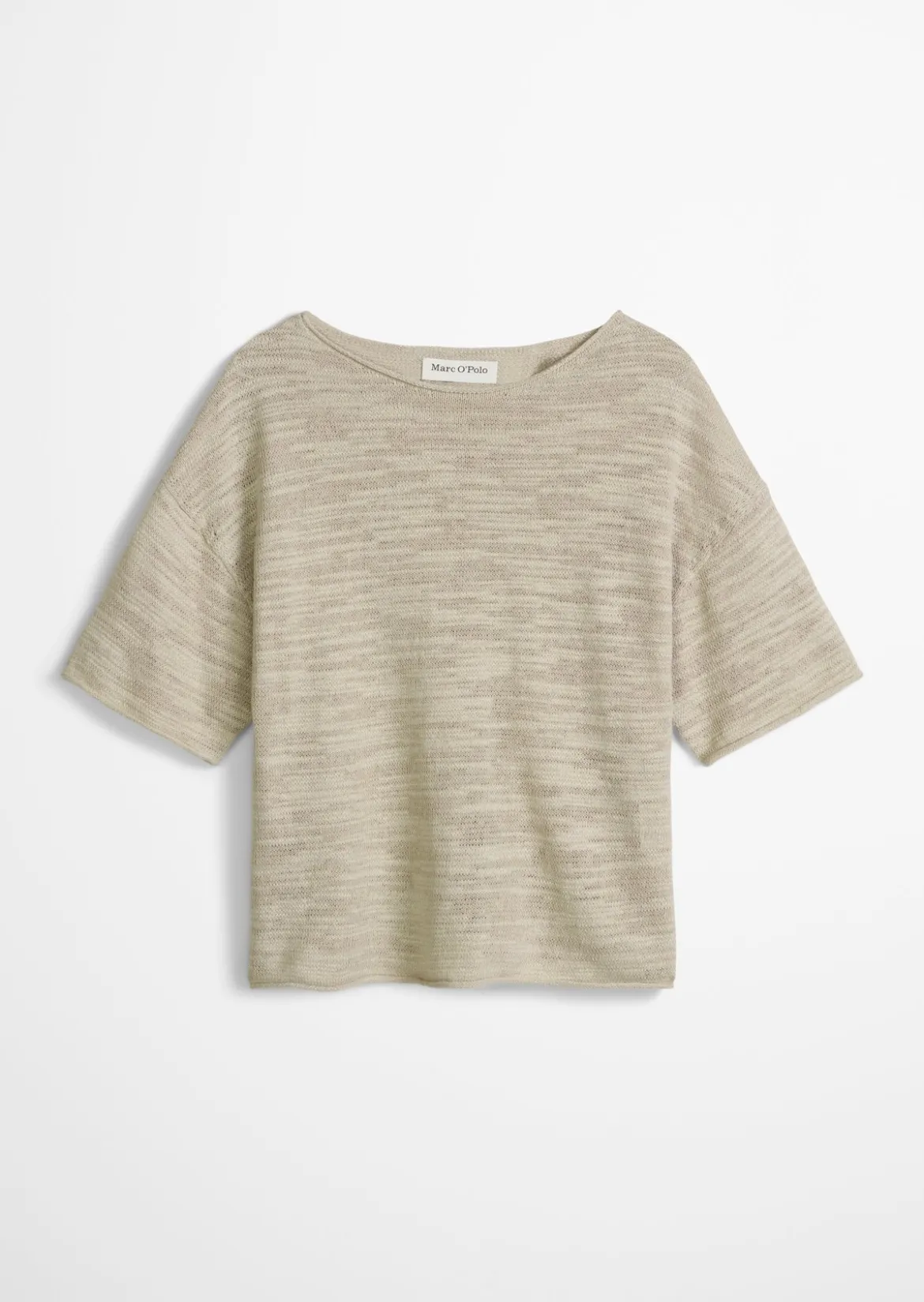 Slub-Kurzarm-Pullover loose aus Leinen-Baumwolle-Mix