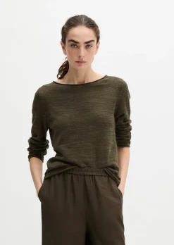 Slub-Pullover slim aus Leinen-Baumwolle-Mix