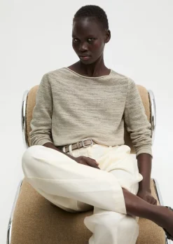 Slub-Pullover slim aus Leinen-Baumwolle-Mix