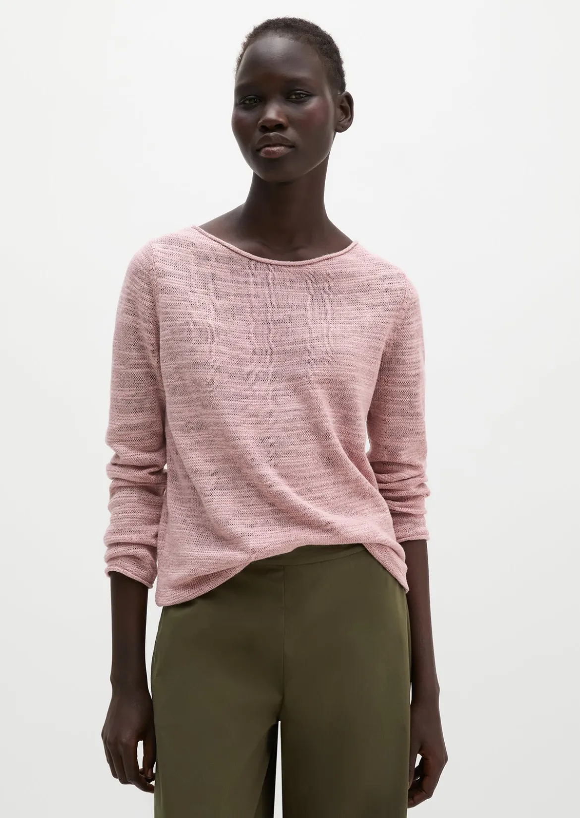 Slub-Pullover slim aus Leinen-Baumwolle-Mix