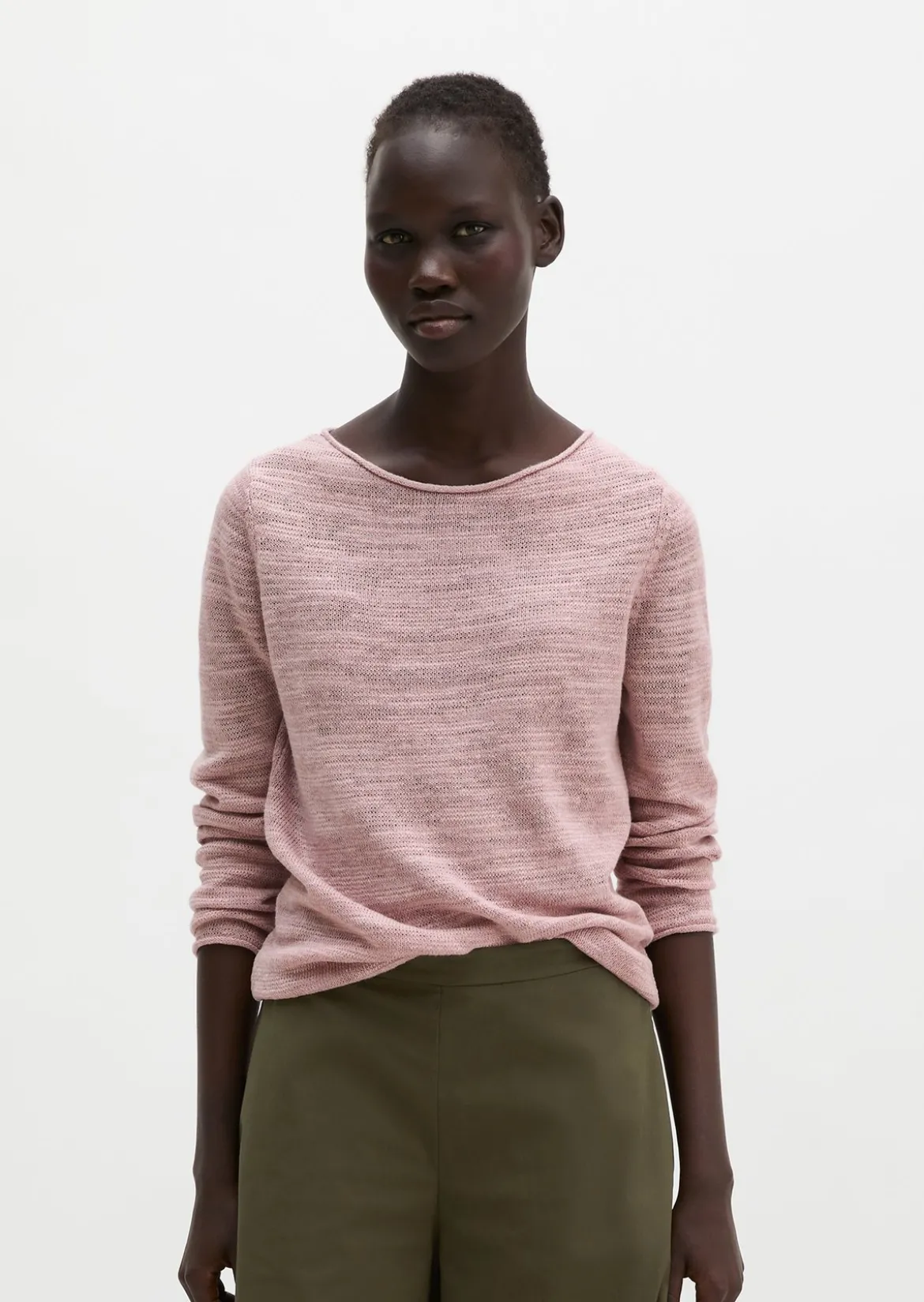 Slub-Pullover slim aus Leinen-Baumwolle-Mix