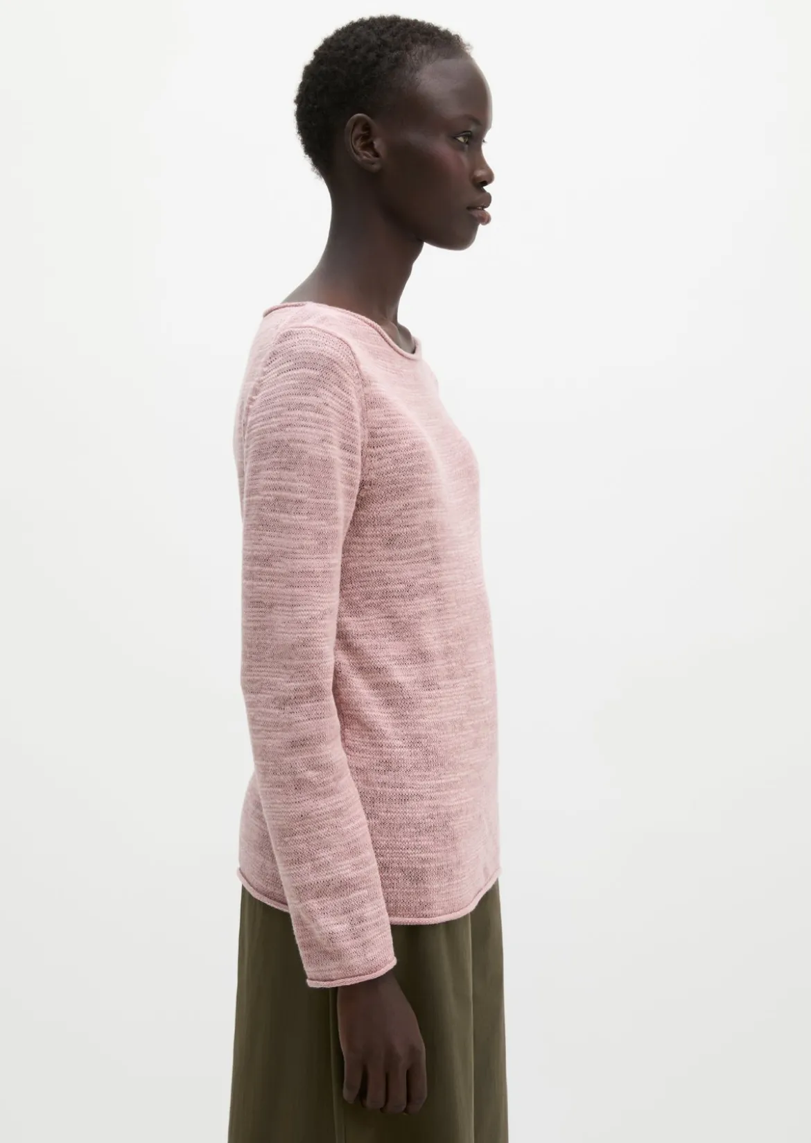 Slub-Pullover slim aus Leinen-Baumwolle-Mix