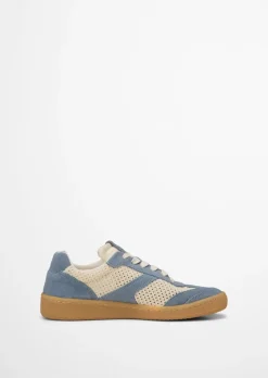 Sneaker Model Court aus edlem Rindleder mit Häkeleinsätzen