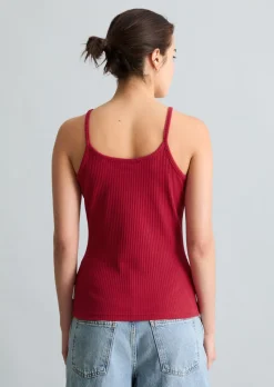 Spaghettiträger-Top slim aus Rippjersey