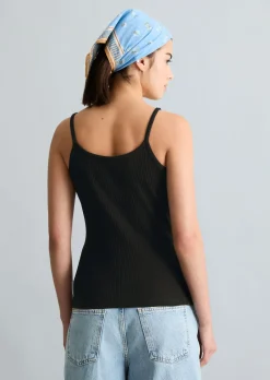 Spaghettiträger-Top slim aus Rippjersey